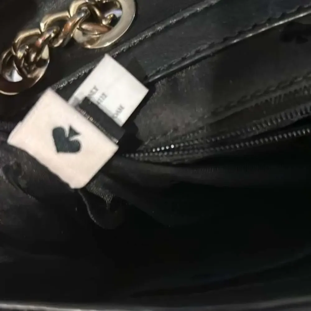 Kate Spade New York Briar Lane Quilted Shoulder Bag Black Gold Chain Strap